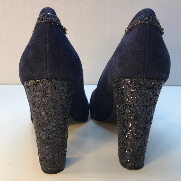 C. Wonder Blue Suede & Sequins Pumps Size 8.5 - Picture 4 of 8